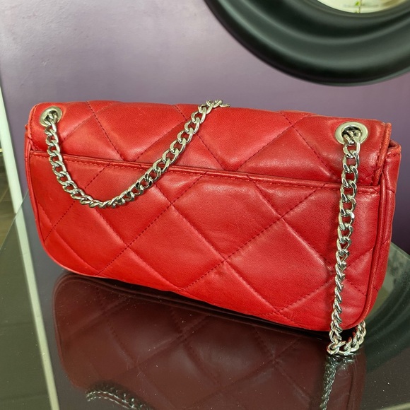 Michael Kors Red Quilted Clutch with Chain - Picture 3 of 5